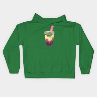 Strawberry Matcha Boba Kids Hoodie